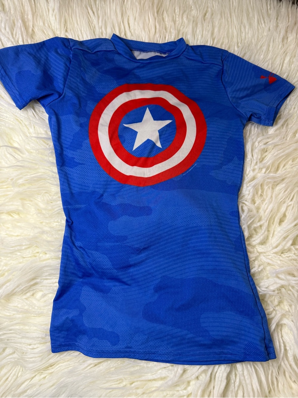 Under Armour Blue Captain Shield Compression Costume Top